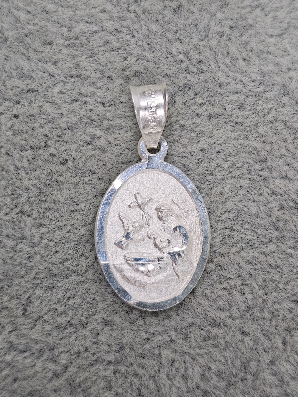 Our Lady of Mount Carmel Pendant Charm 925 Sterling Silver Virgen Carmen 19.5mm